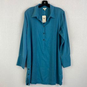 J.JILL Teal Sheer Blouse NWT